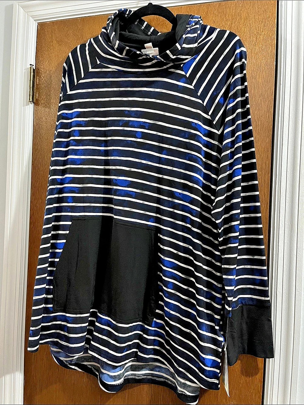 LuLaRoe Amber Striped Tunic Black & Blue Size 3XL NWT